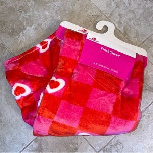 Red and Pink Heart Plush Throw